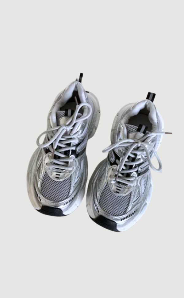 Alora | Chunky Mesh Sneaker Damskie – Wygodne i Sportowe Buty z Modną Podeszwą, Szare – Srebrny