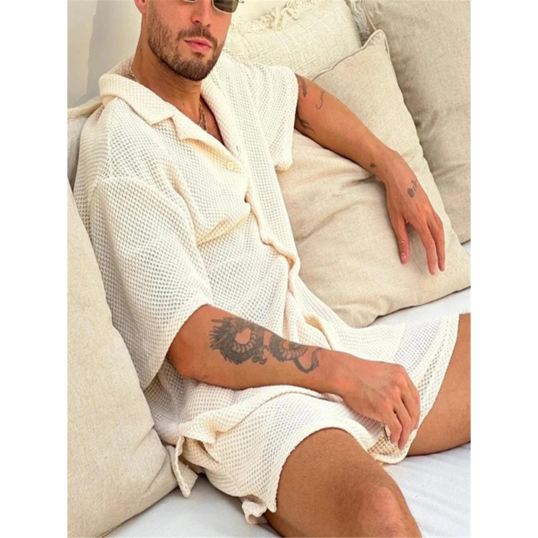 Veylor | Męski Zestaw Vintage o Swobodnym Kroju – Biały