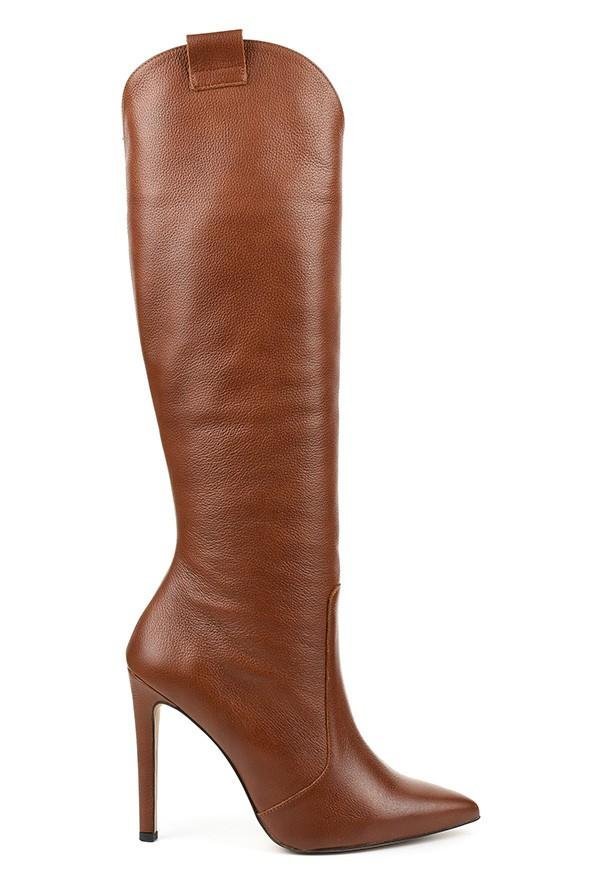 Aurelia | Eleganckie Damskie Botki na Obcasie 8 cm – Brązowa Skóra